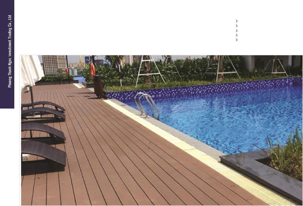 Khu vực hồ bơi ngoài trời sử dụng vật liệu WPC