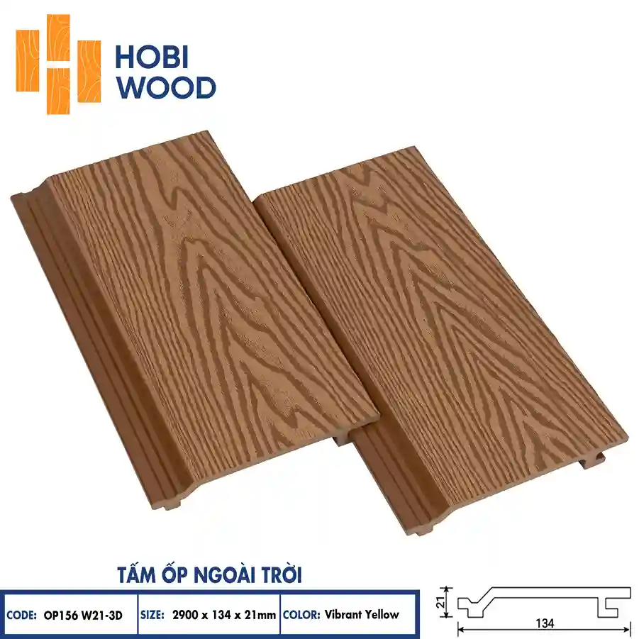 Tấm ốp tường ngoài trời Hobi Wood OP156 vân gỗ 3D 134x21mm chống nước Nội Thất NDA